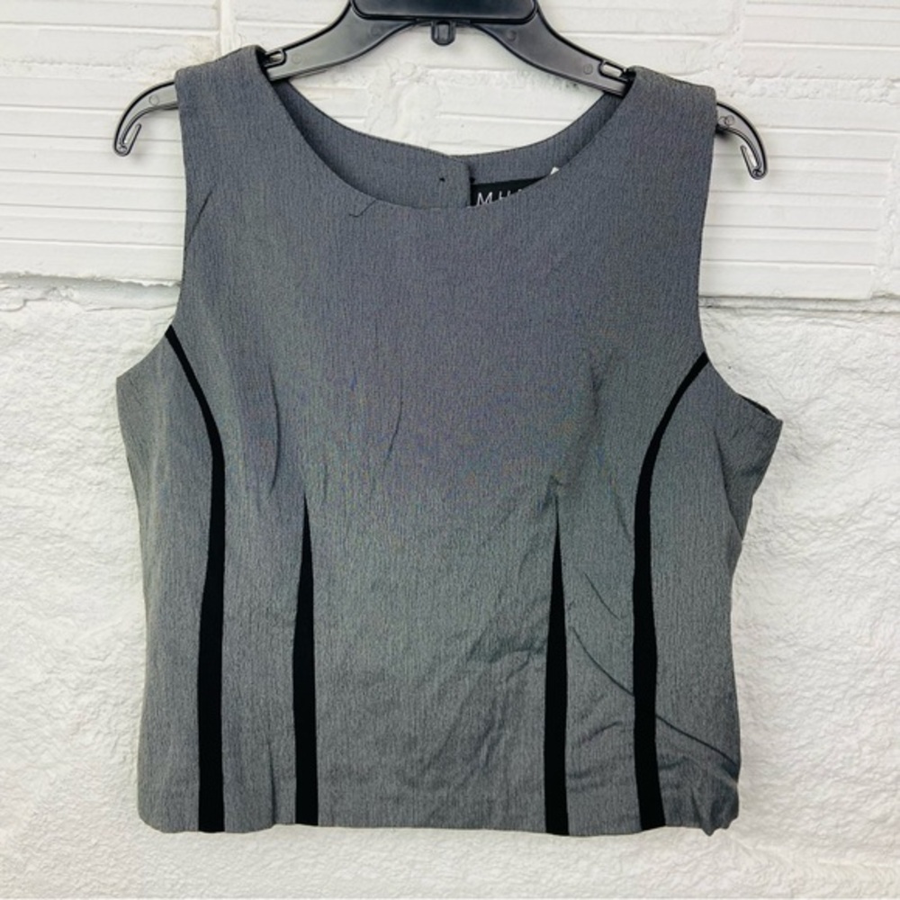 Melissa Harper Y2K Gray and Black Sleeveless button back blouse size 12